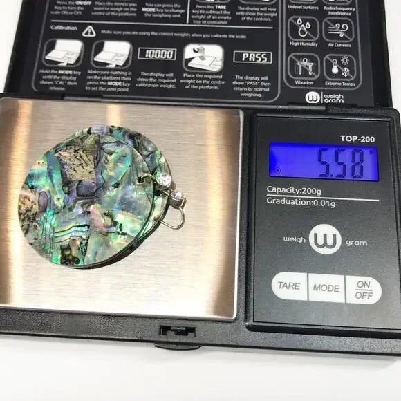 Vintage MOP Mother of Pearl Abalone Shell Round Disc Hook Earrings Oversized - Picture 2 of 9